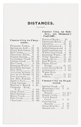 (WEST--DAKOTA TERRITORY.) Card for a Custer City hotel and ticket office for the “Sidney Short Route" stagecoach to Deadwood.